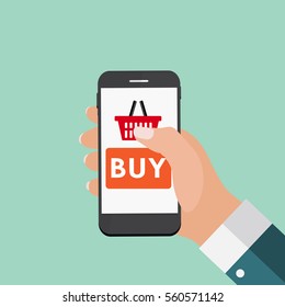 Online Shopping Flat Concept for Web Marketing. Vector Illustration