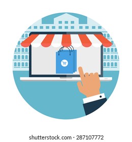 Online shopping flat design concept