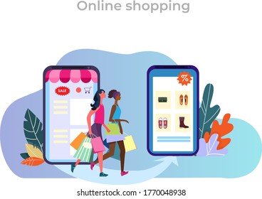 Online shopping. Flat design graphic elements, signs, symbols, line icons set. Premium quality. Modern concept for web banners, websites, infographics, printed materials. Creative vector illustration.