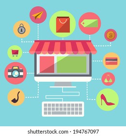 Online Shopping Flat Design Item