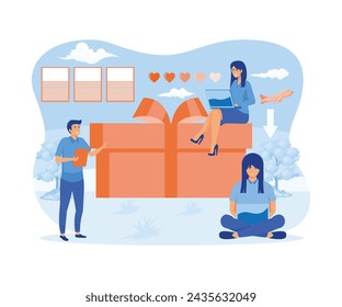 Online shopping. Flat design people and technology concept. Business presentation, advertising material. flat vector modern illustration 