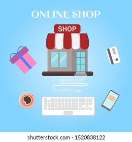 Online shopping. Flat design vector illustration concept.