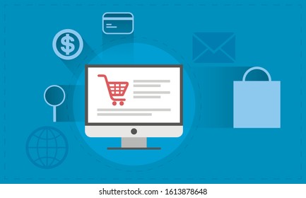 Online shopping. Flat design vector illustration.
