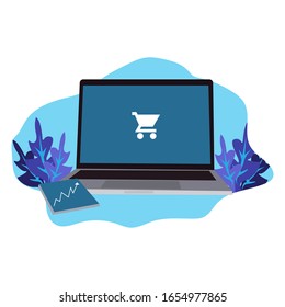Online shopping flat design. Vector illustration of online shopping & e commerce concept . add to cart