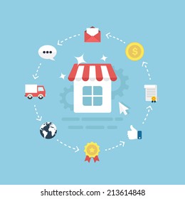 Online shopping. Flat design vector illustration concept.