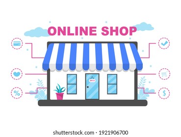 Online Shopping Flat Design for Website Landing Page, Marketing Elements, or E-commerce  Illustration, Web Banner, and Digital Payment 