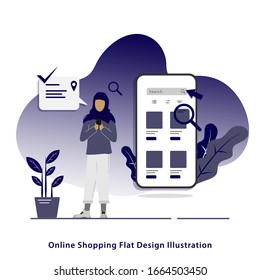 Online shopping flat design,vector illustration, banner design, mobile app templates, web page design templates for online shopping, digital marketing