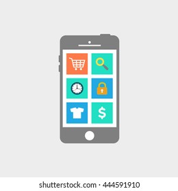 Online shopping flat icon illustration