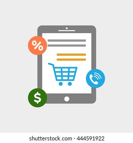 Online shopping flat icon illustration