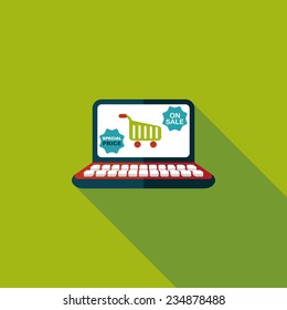 online shopping flat icon with long shadow,eps10