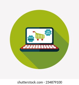 online shopping flat icon with long shadow,eps10