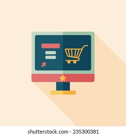 online shopping flat icon with long shadow,eps10