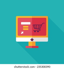 online shopping flat icon with long shadow,eps10