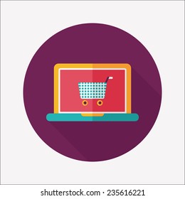 online shopping flat icon with long shadow,eps10