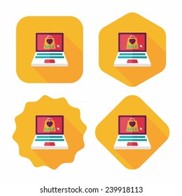 online shopping flat icon with long shadow,eps10