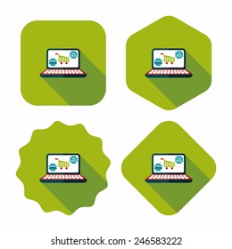 online shopping flat icon with long shadow,eps10