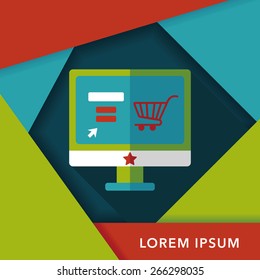 online shopping flat icon with long shadow,eps10