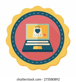 online shopping flat icon with long shadow,eps10