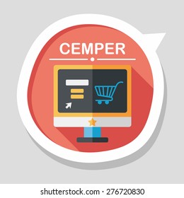online shopping flat icon with long shadow,eps10