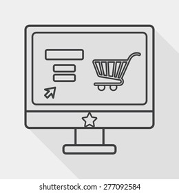 online shopping flat icon with long shadow, line icon