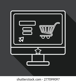online shopping flat icon with long shadow, line icon