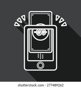 online shopping flat icon with long shadow, line icon