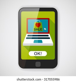 online shopping flat icon with long shadow,eps10