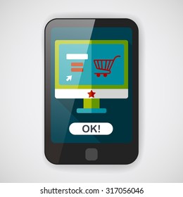 online shopping flat icon with long shadow,eps10