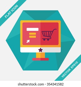 online shopping flat icon with long shadow,eps10
