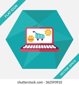 online shopping flat icon with long shadow,eps10