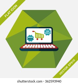 online shopping flat icon with long shadow,eps10