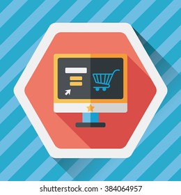 online shopping flat icon with long shadow,eps10