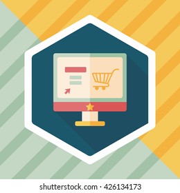 online shopping flat icon with long shadow,eps10