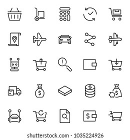 Online shopping flat icon set. Single high quality outline symbol of info for web design or mobile app. Thin line signs for design logo, visit card, etc. Outline logo of graphic online shopping