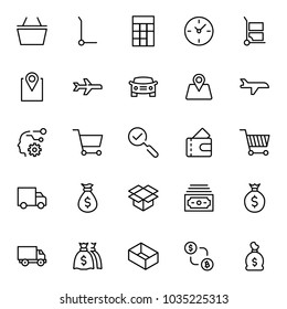 Online shopping flat icon set. Single high quality outline symbol of info for web design or mobile app. Thin line signs for design logo, visit card, etc. Outline logo of graphic online shopping