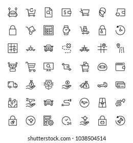 Online shopping flat icon set. Single high quality outline symbol of info for web design or mobile app. Thin line signs for design logo, visit card, etc. Outline logo of graphic online shopping