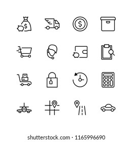 Online shopping flat icon set. Single high quality outline symbol of info for web design or mobile app. Thin line signs for design logo, visit card, etc. Outline logo of graphic online shopping
