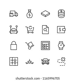 Online shopping flat icon set. Single high quality outline symbol of info for web design or mobile app. Thin line signs for design logo, visit card, etc. Outline logo of graphic online shopping
