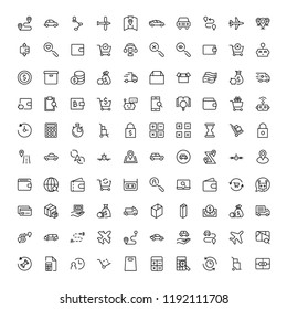 Online shopping flat icon set. Single high quality outline symbol of info for web design or mobile app. Thin line signs for design logo, visit card, etc. Outline logo of graphic online shopping