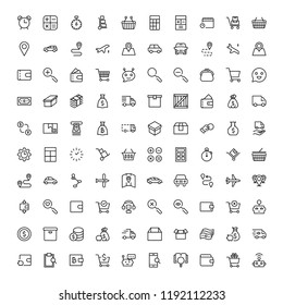 Online shopping flat icon set. Single high quality outline symbol of info for web design or mobile app. Thin line signs for design logo, visit card, etc. Outline logo of graphic online shopping