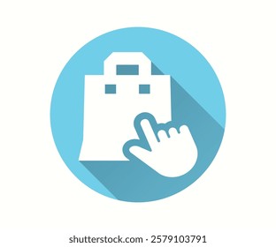 Online shopping flat icon. Simple illustration with long shadow for graphic and web design.