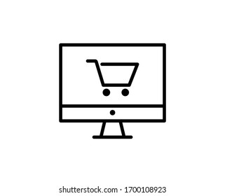 Online shopping flat icon. Single high quality outline symbol for web design or mobile app.  Online shopping thin line signs for design logo, visit card, etc. Outline pictogram EPS10