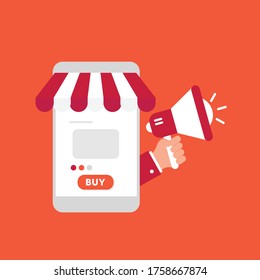 Vorlage für das Online-Shopping-Flachbild-Vektorlogo