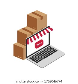 Online Shopping Flat Icon Vector Logo Template
