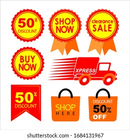 Online shopping flat icons set. Customer support e-commerce consepts. Highly detailed vector illustration