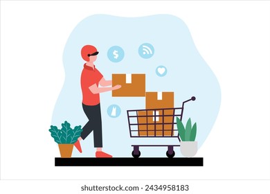 Online Shopping Flat Illustration Design