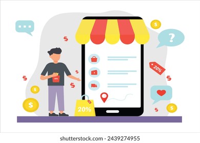 Online Shopping Flat Illustration Design