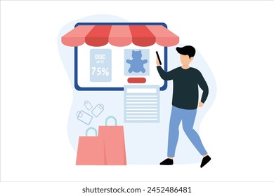 Online Shopping Flat Illustration Design