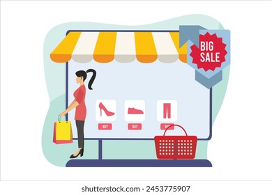 Online Shopping Flat Illustration Design