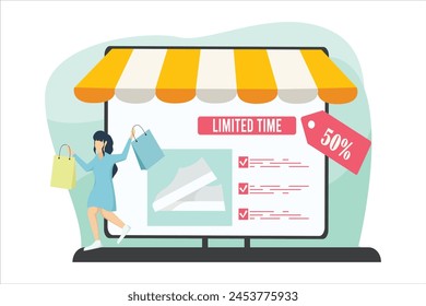 Online Shopping Flat Illustration Design